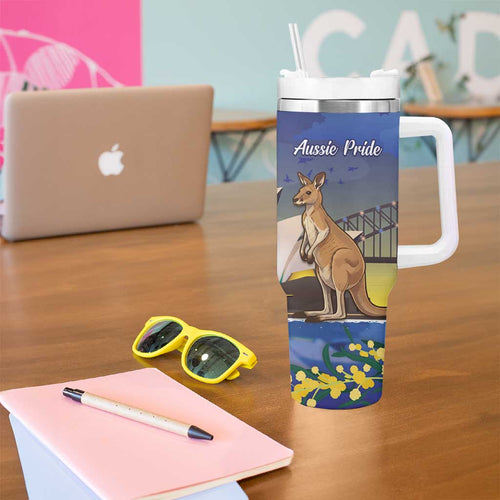 Kangaroo Australia Personalised Tumbler With Handle Aussie Pride Golden Wattle Sydney Opera House