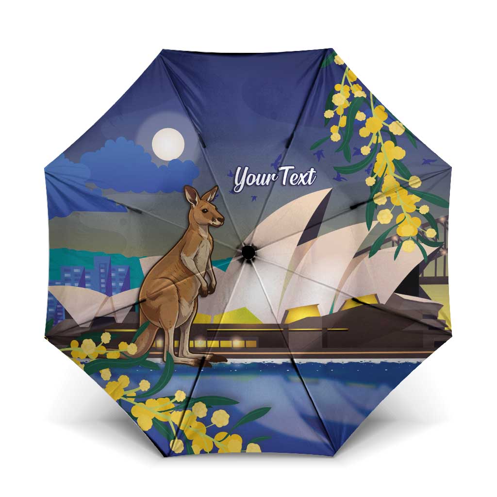 Kangaroo Australia Personalised Umbrella Aussie Pride Golden Wattle Sydney Opera House