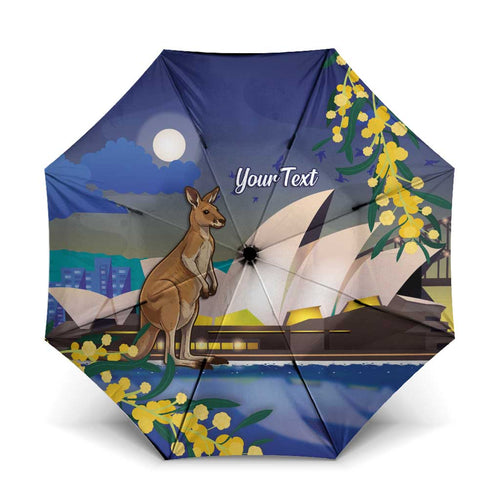 Kangaroo Australia Personalised Umbrella Aussie Pride Golden Wattle Sydney Opera House