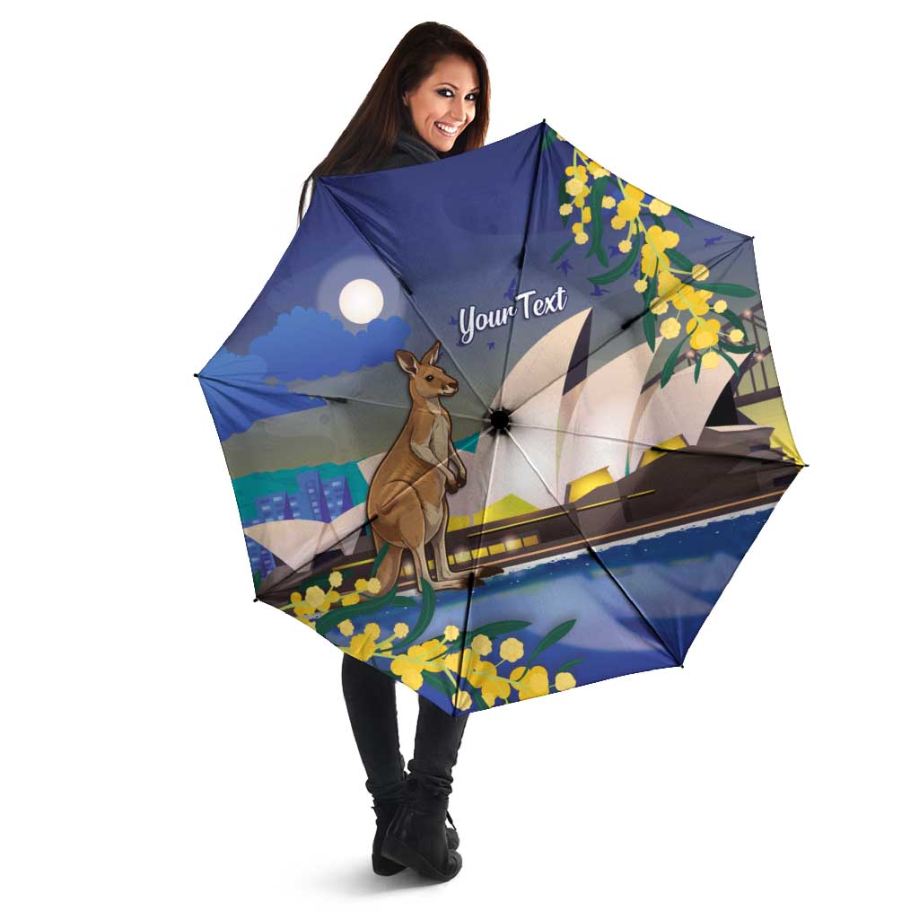 Kangaroo Australia Personalised Umbrella Aussie Pride Golden Wattle Sydney Opera House