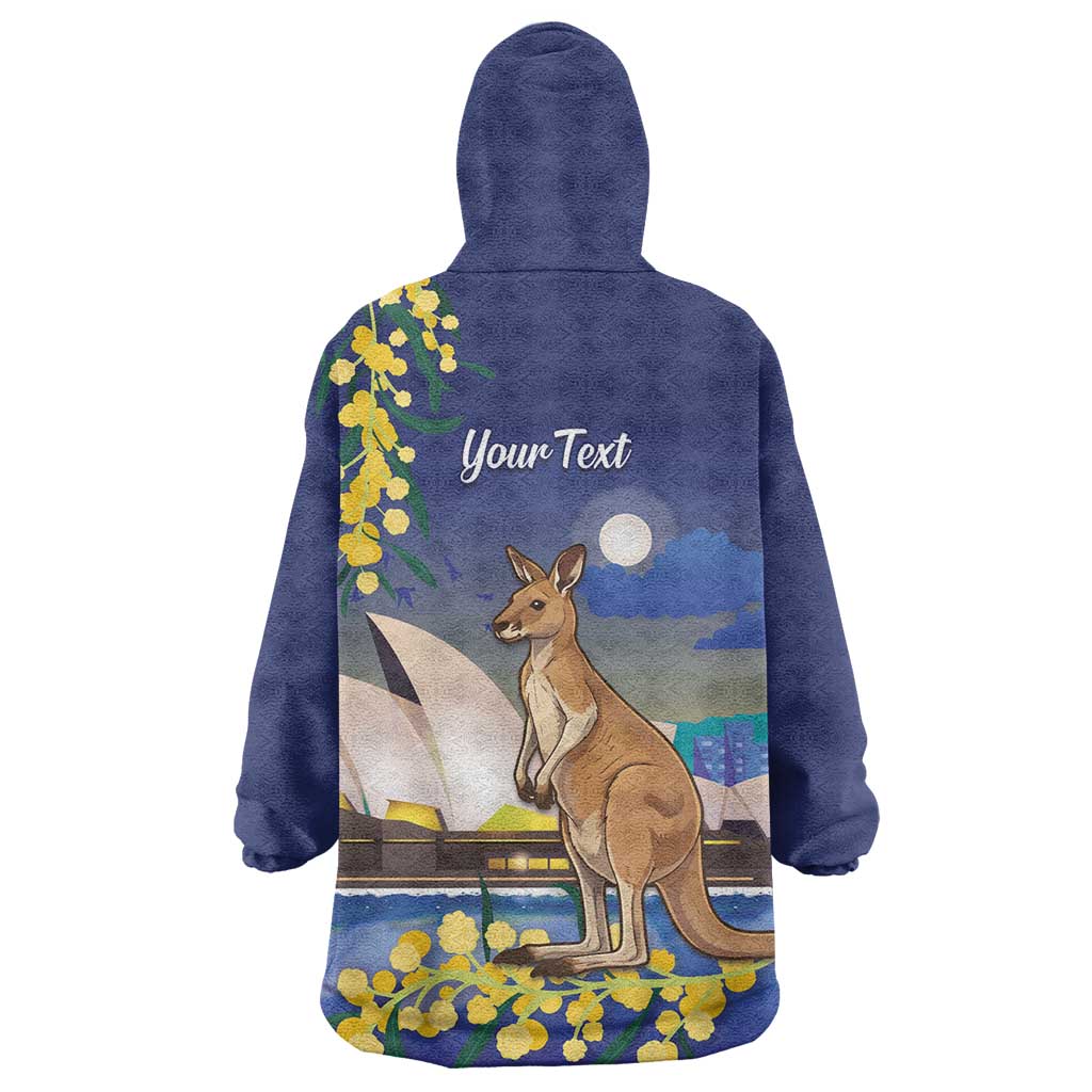 Kangaroo Australia Personalised Wearable Blanket Hoodie Aussie Pride Golden Wattle Sydney Opera House