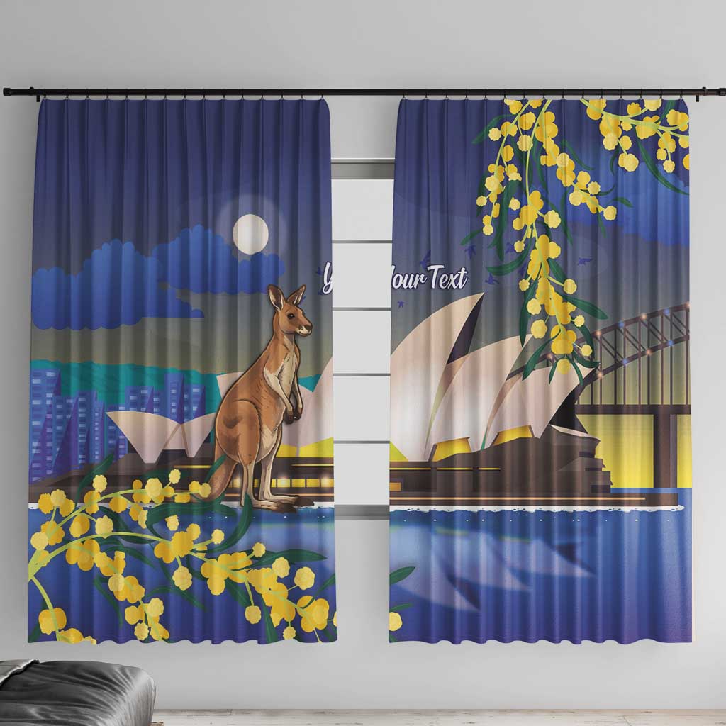 Kangaroo Australia Personalised Window Curtain Aussie Pride Golden Wattle Sydney Opera House