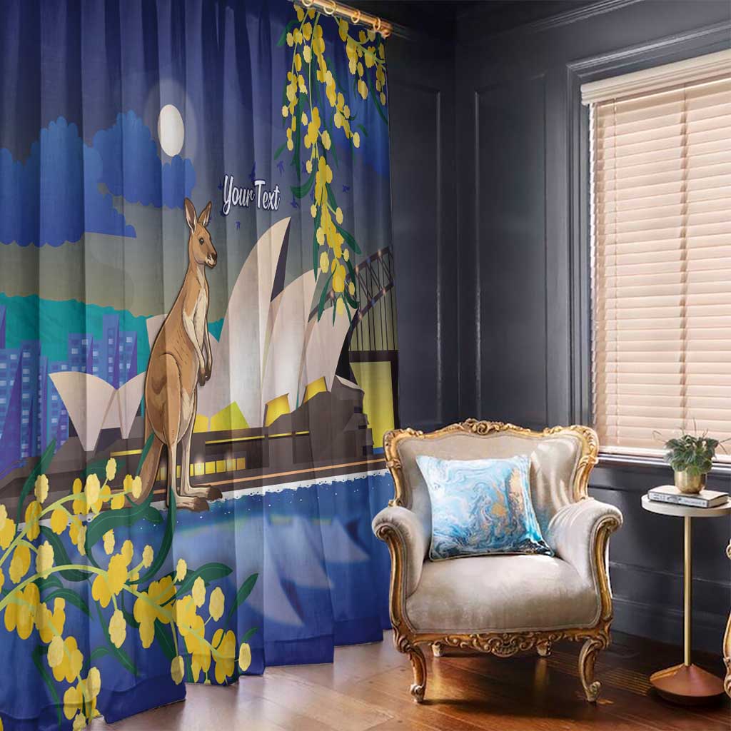 Kangaroo Australia Personalised Window Curtain Aussie Pride Golden Wattle Sydney Opera House