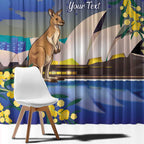 Kangaroo Australia Personalised Window Curtain Aussie Pride Golden Wattle Sydney Opera House
