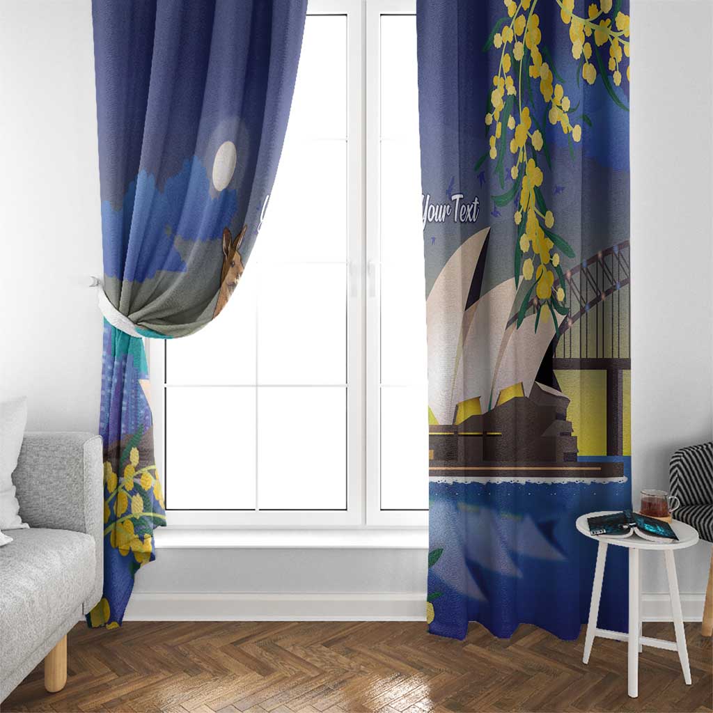 Kangaroo Australia Personalised Window Curtain Aussie Pride Golden Wattle Sydney Opera House