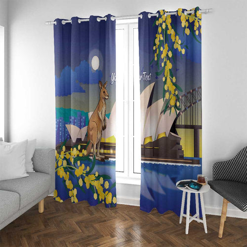 Kangaroo Australia Personalised Window Curtain Aussie Pride Golden Wattle Sydney Opera House