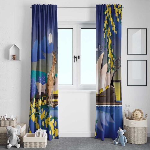 Kangaroo Australia Personalised Window Curtain Aussie Pride Golden Wattle Sydney Opera House