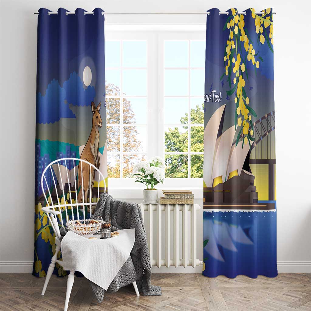 Kangaroo Australia Personalised Window Curtain Aussie Pride Golden Wattle Sydney Opera House