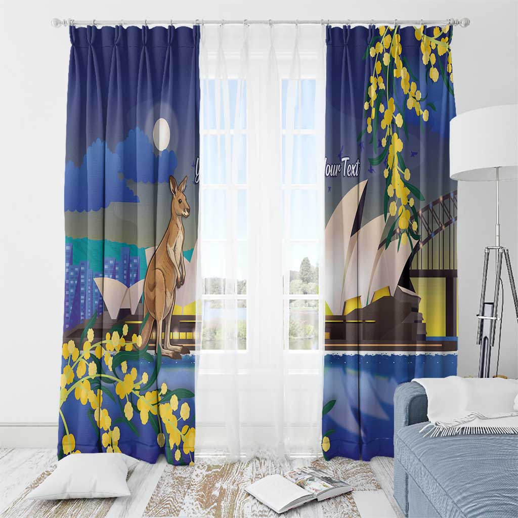 Kangaroo Australia Personalised Window Curtain Aussie Pride Golden Wattle Sydney Opera House