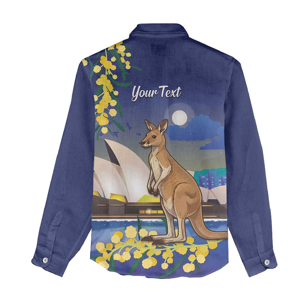 Kangaroo Australia Personalised Women Casual Shirt Aussie Pride Golden Wattle Sydney Opera House