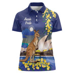 Kangaroo Australia Personalised Women Polo Shirt Aussie Pride Golden Wattle Sydney Opera House