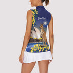 Kangaroo Australia Personalised Women Sleeveless Polo Shirt Aussie Pride Golden Wattle Sydney Opera House