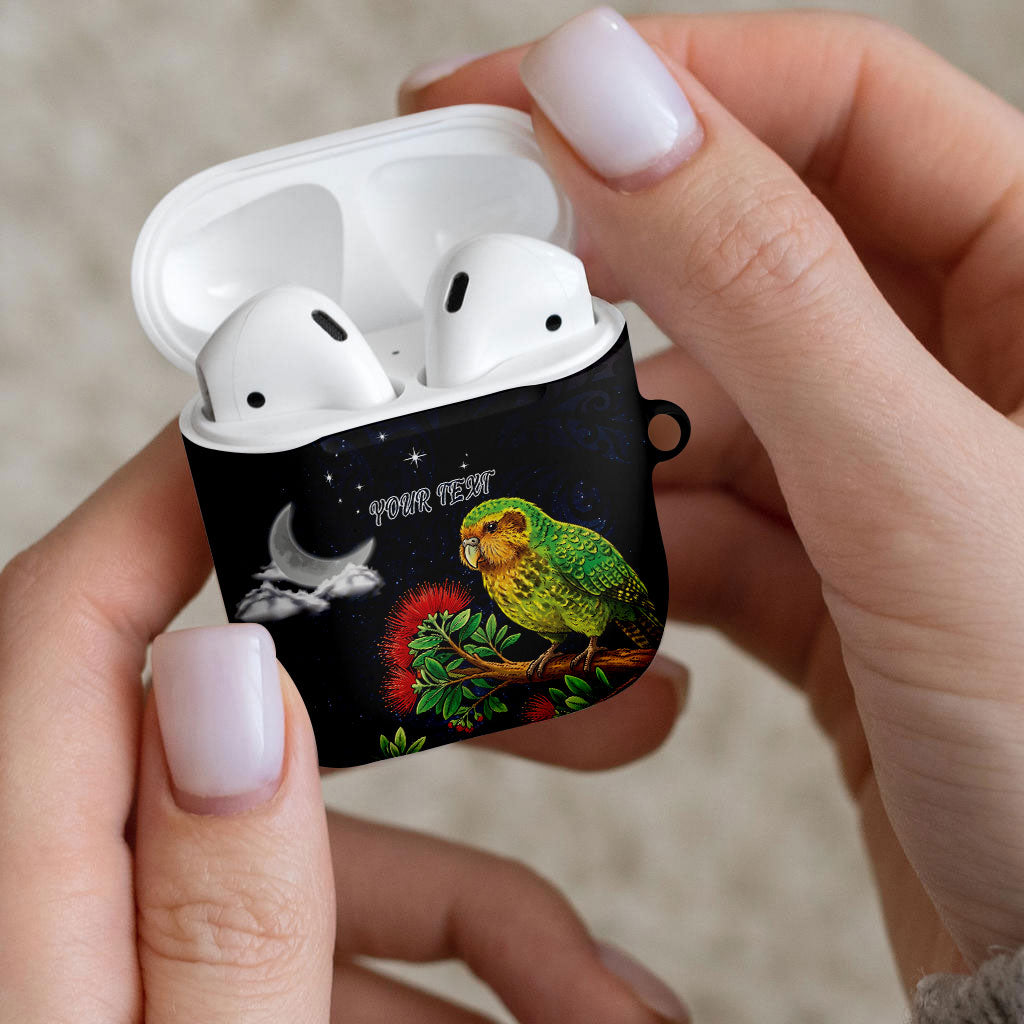 New Zealand Kakapo Matariki Personalised AirPods Case Pohutukawa Flower Galaxy Maori Pattern