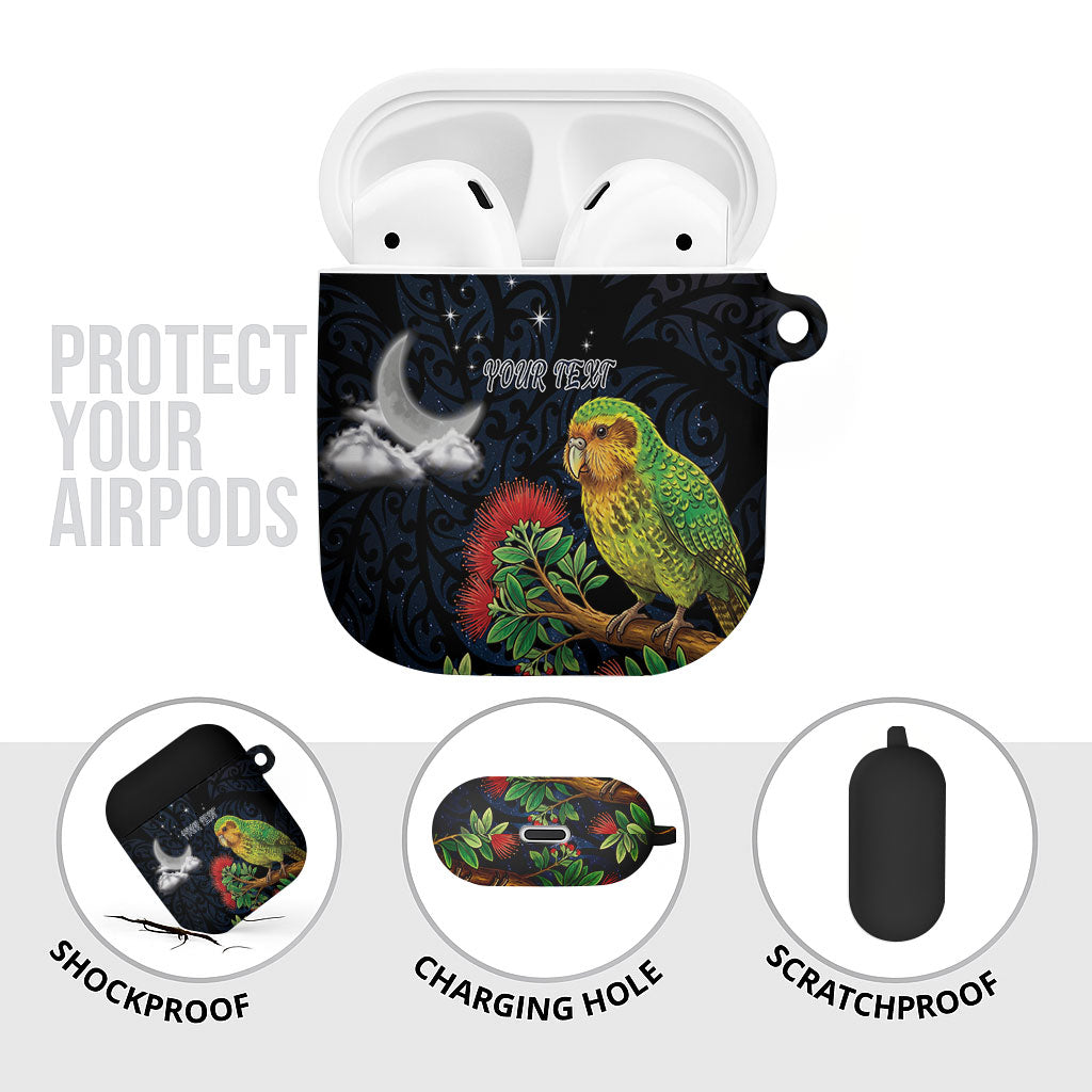 New Zealand Kakapo Matariki Personalised AirPods Case Pohutukawa Flower Galaxy Maori Pattern