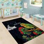 New Zealand Kakapo Matariki Personalised Area Rug Pohutukawa Flower Galaxy Maori Pattern