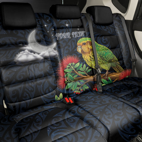 New Zealand Kakapo Matariki Personalised Back Car Seat Cover Pohutukawa Flower Galaxy Maori Pattern