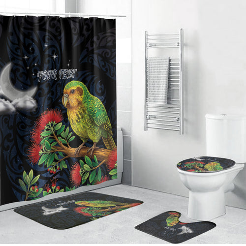 New Zealand Kakapo Matariki Personalised Bathroom Set Pohutukawa Flower Galaxy Maori Pattern