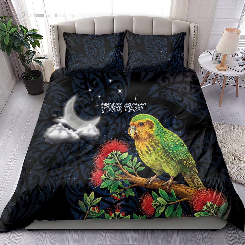 New Zealand Kakapo Matariki Personalised Bedding Set Pohutukawa Flower Galaxy Maori Pattern