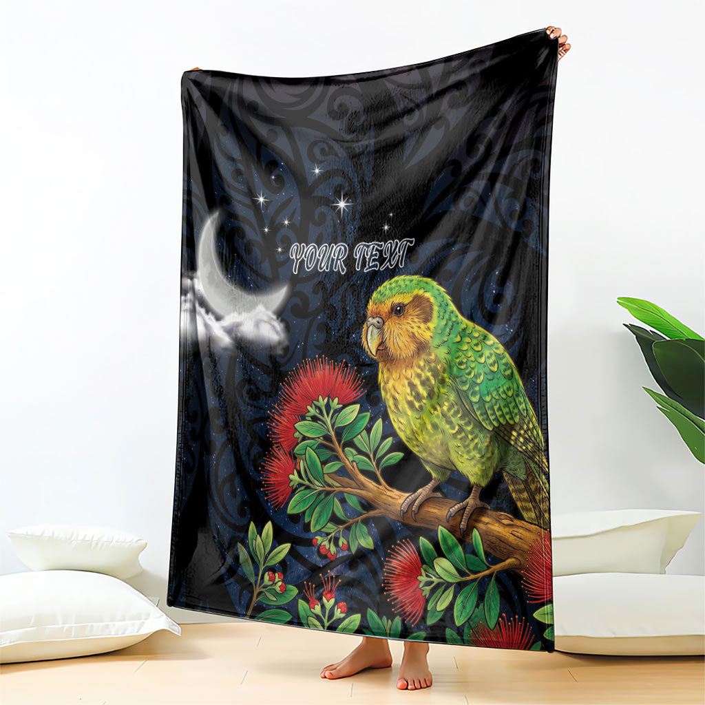 New Zealand Kakapo Matariki Personalised Blanket Pohutukawa Flower Galaxy Maori Pattern