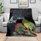 New Zealand Kakapo Matariki Personalised Blanket Pohutukawa Flower Galaxy Maori Pattern