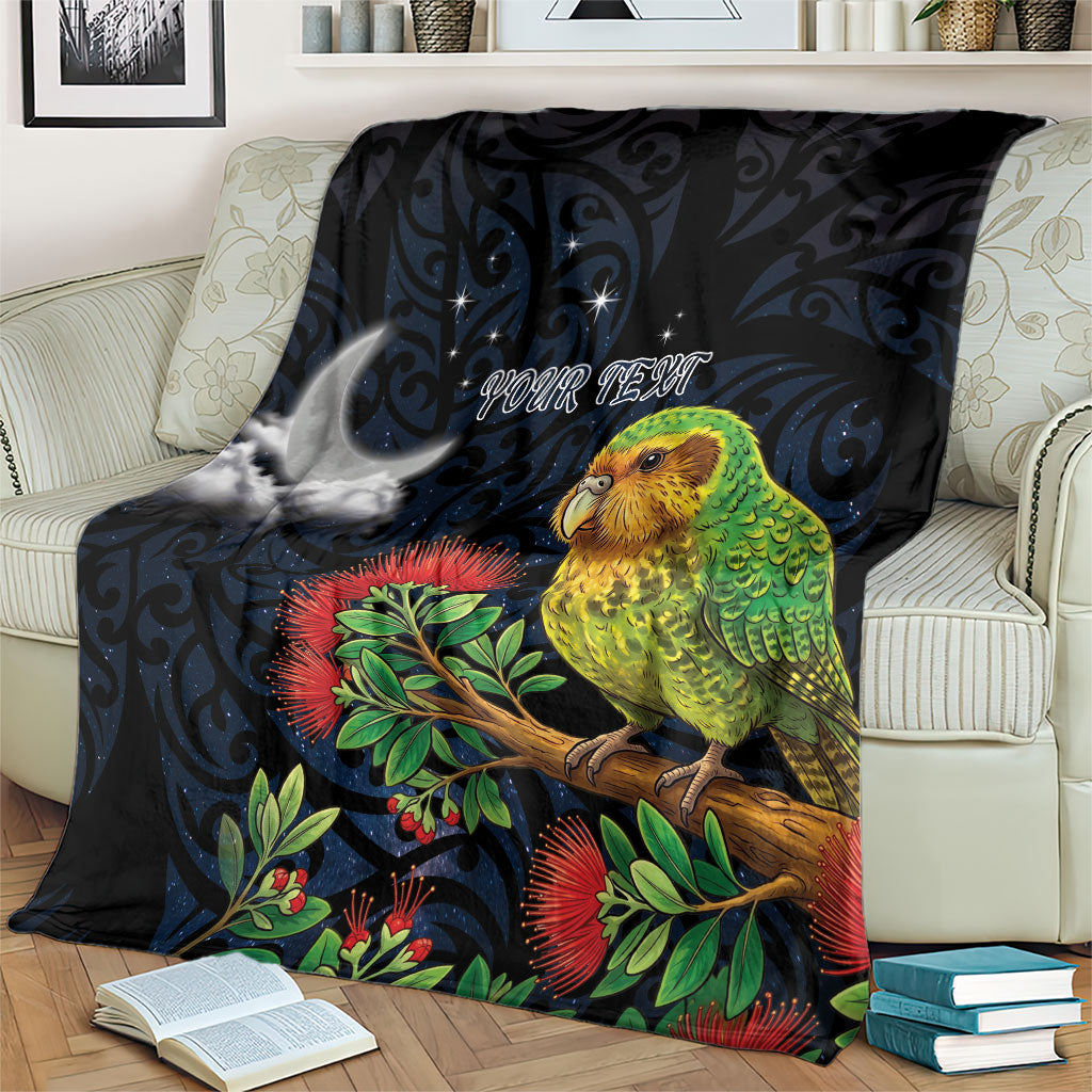 New Zealand Kakapo Matariki Personalised Blanket Pohutukawa Flower Galaxy Maori Pattern