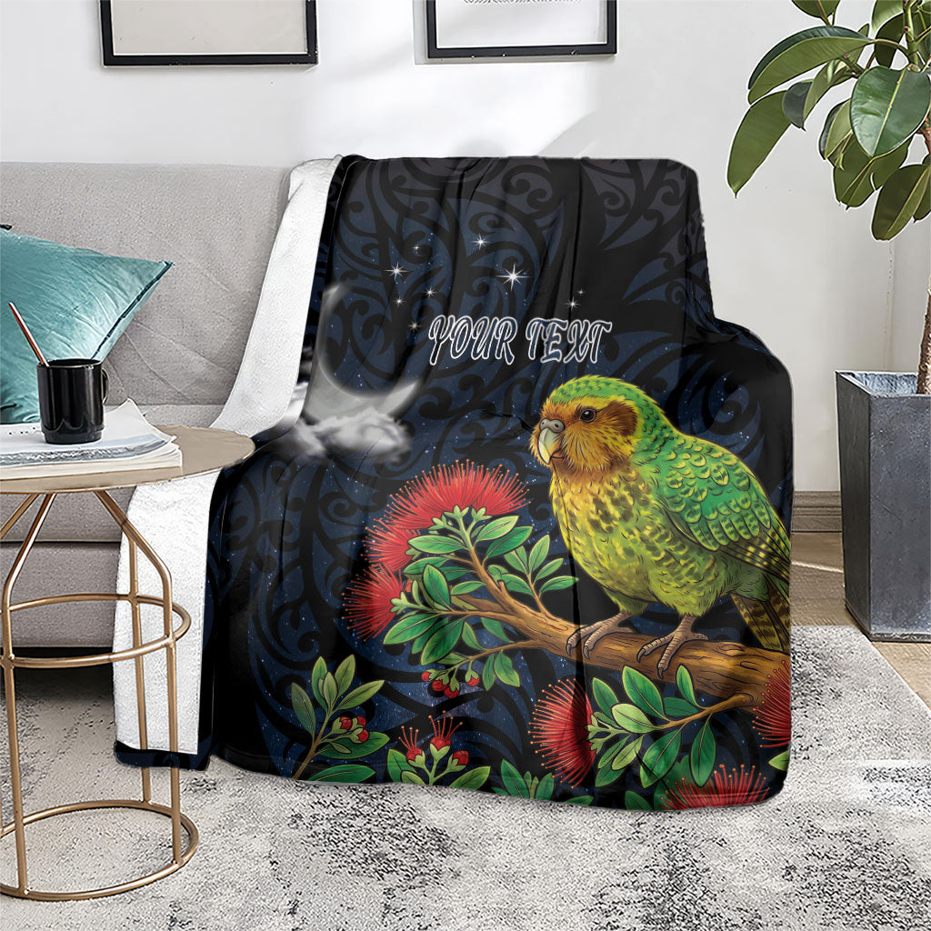 New Zealand Kakapo Matariki Personalised Blanket Pohutukawa Flower Galaxy Maori Pattern