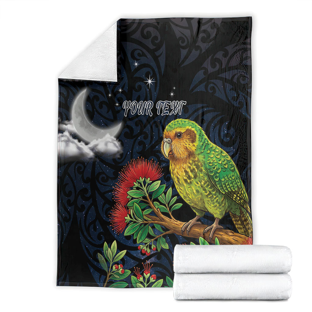 New Zealand Kakapo Matariki Personalised Blanket Pohutukawa Flower Galaxy Maori Pattern