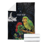 New Zealand Kakapo Matariki Personalised Blanket Pohutukawa Flower Galaxy Maori Pattern