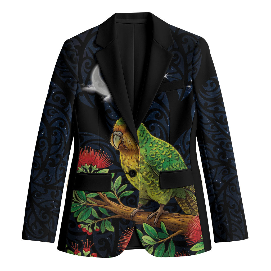 New Zealand Kakapo Matariki Personalised Blazer Pohutukawa Flower Galaxy Maori Pattern