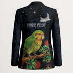 New Zealand Kakapo Matariki Personalised Blazer Pohutukawa Flower Galaxy Maori Pattern