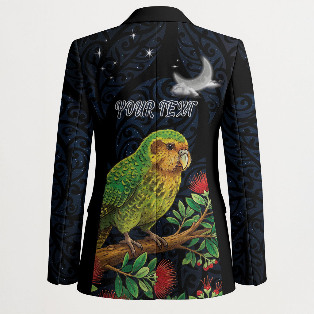New Zealand Kakapo Matariki Personalised Blazer Pohutukawa Flower Galaxy Maori Pattern