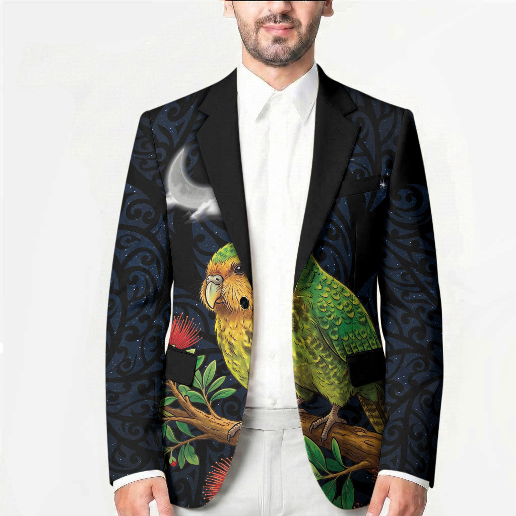 New Zealand Kakapo Matariki Personalised Blazer Pohutukawa Flower Galaxy Maori Pattern