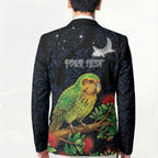 New Zealand Kakapo Matariki Personalised Blazer Pohutukawa Flower Galaxy Maori Pattern