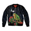 New Zealand Kakapo Matariki Personalised Bomber Jacket Pohutukawa Flower Galaxy Maori Pattern