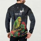 New Zealand Kakapo Matariki Personalised Button Sweatshirt Pohutukawa Flower Galaxy Maori Pattern