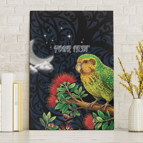 New Zealand Kakapo Matariki Personalised Canvas Wall Art Pohutukawa Flower Galaxy Maori Pattern