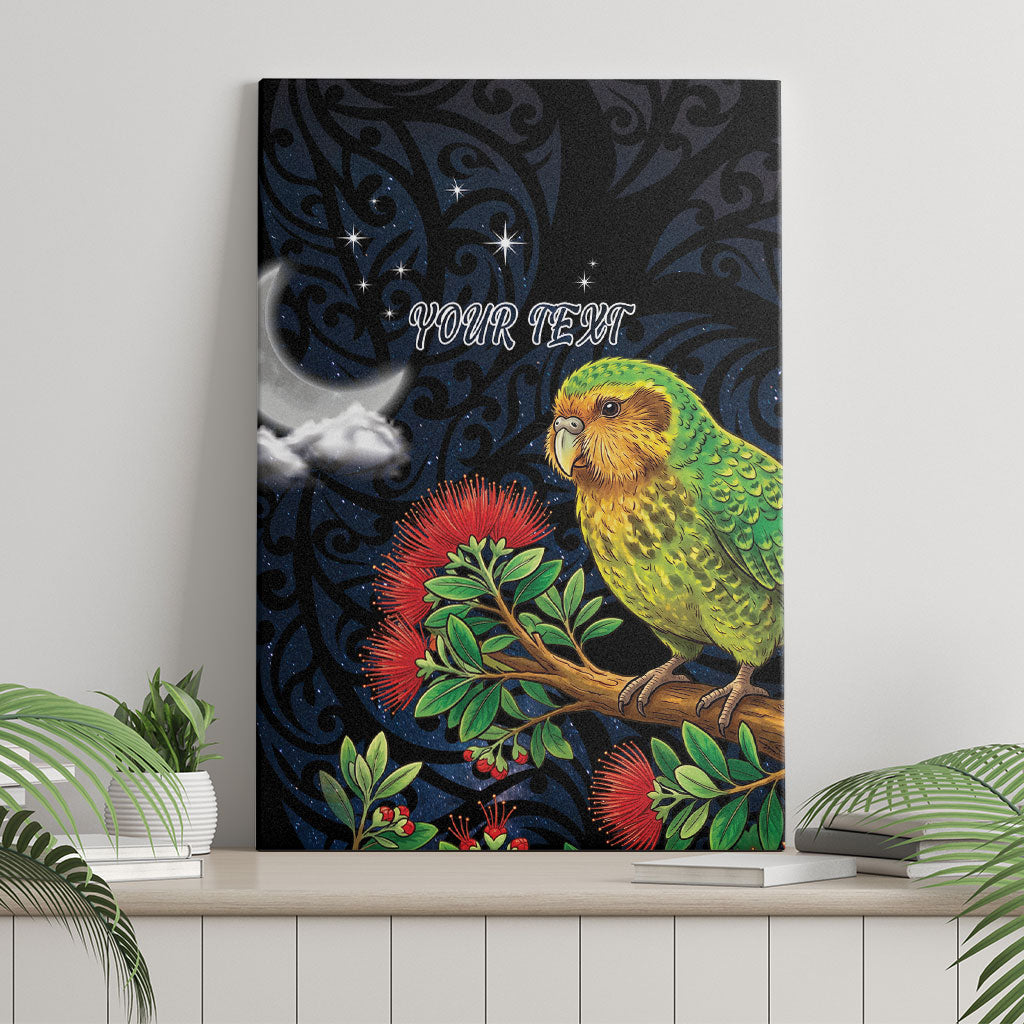New Zealand Kakapo Matariki Personalised Canvas Wall Art Pohutukawa Flower Galaxy Maori Pattern