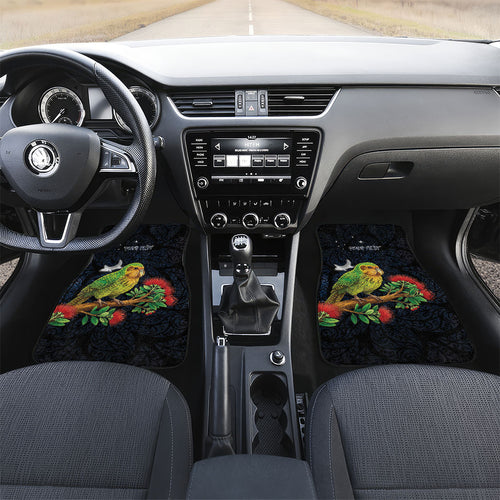 New Zealand Kakapo Matariki Personalised Car Mats Pohutukawa Flower Galaxy Maori Pattern