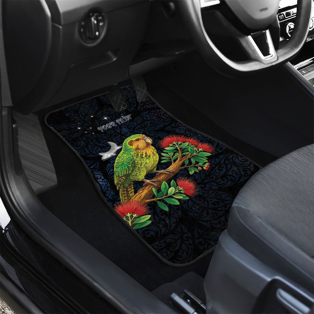 New Zealand Kakapo Matariki Personalised Car Mats Pohutukawa Flower Galaxy Maori Pattern