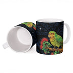 New Zealand Kakapo Matariki Personalised Ceramic Mug Pohutukawa Flower Galaxy Maori Pattern