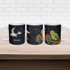New Zealand Kakapo Matariki Personalised Ceramic Mug Pohutukawa Flower Galaxy Maori Pattern