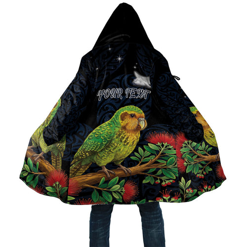 New Zealand Kakapo Matariki Personalised Cloak Pohutukawa Flower Galaxy Maori Pattern