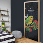 New Zealand Kakapo Matariki Personalised Door Cover Pohutukawa Flower Galaxy Maori Pattern