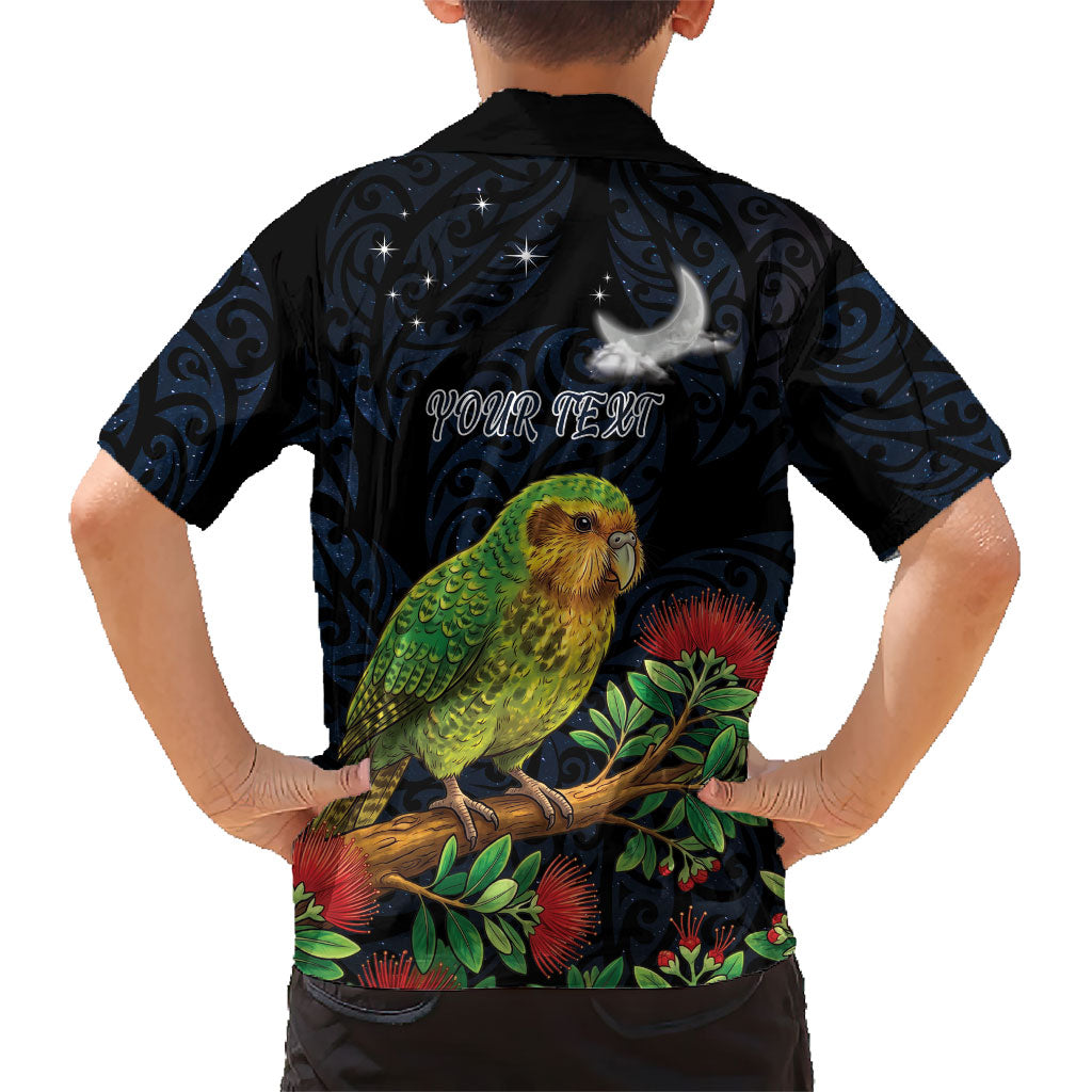 New Zealand Kakapo Matariki Personalised Family Matching Off Shoulder Maxi Dress and Hawaiian Shirt Pohutukawa Flower Galaxy Maori Pattern