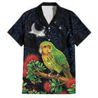 New Zealand Kakapo Matariki Personalised Family Matching Off Shoulder Maxi Dress and Hawaiian Shirt Pohutukawa Flower Galaxy Maori Pattern