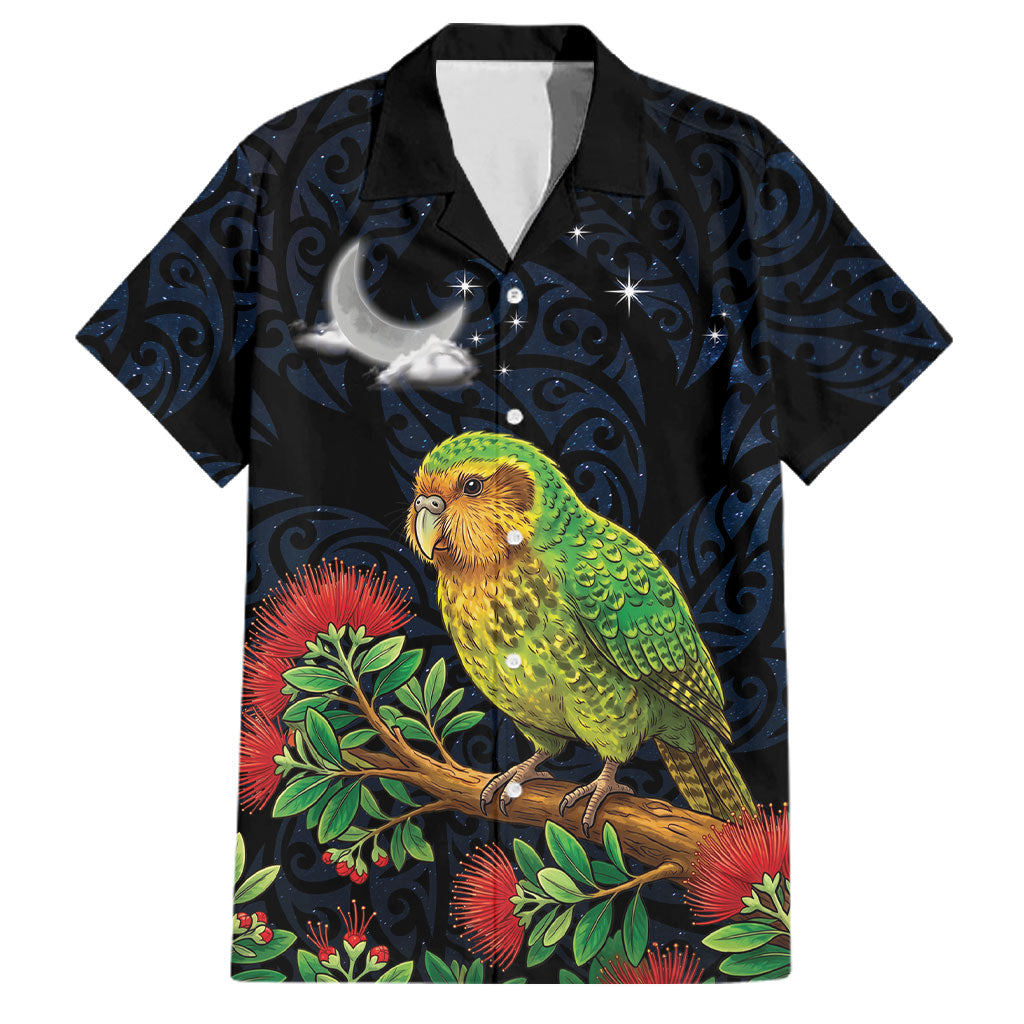 New Zealand Kakapo Matariki Personalised Family Matching Off Shoulder Maxi Dress and Hawaiian Shirt Pohutukawa Flower Galaxy Maori Pattern