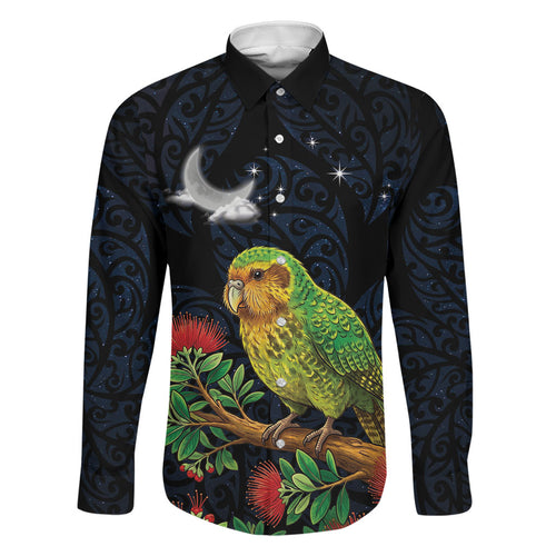 New Zealand Kakapo Matariki Personalised Family Matching Off Shoulder Maxi Dress and Hawaiian Shirt Pohutukawa Flower Galaxy Maori Pattern