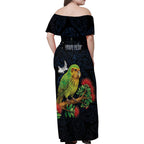 New Zealand Kakapo Matariki Personalised Family Matching Off Shoulder Maxi Dress and Hawaiian Shirt Pohutukawa Flower Galaxy Maori Pattern