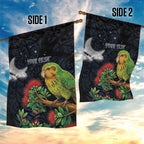 New Zealand Kakapo Matariki Personalised Garden Flag Pohutukawa Flower Galaxy Maori Pattern