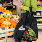 New Zealand Kakapo Matariki Personalised Grocery Bag Pohutukawa Flower Galaxy Maori Pattern